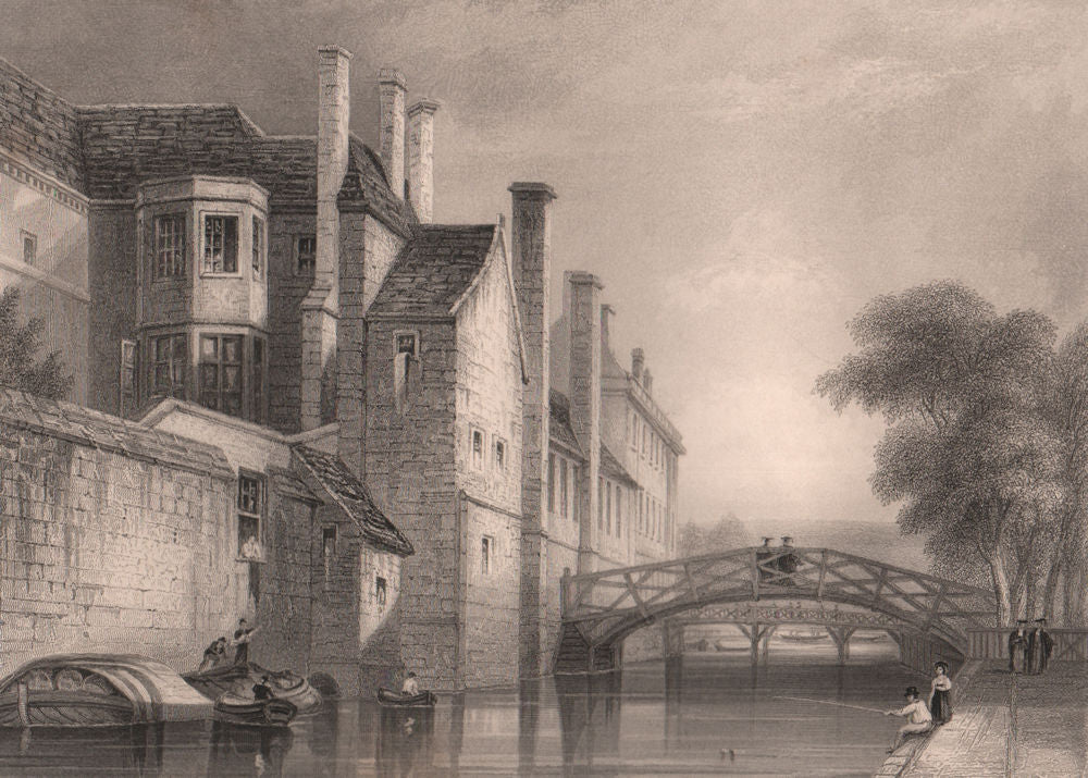 QUEENS' COLLEGE, Cambridge. LE KEUX 1841 old antique vintage print picture